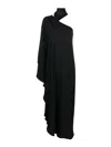 Taller Marmo Bolkan Scarf-detailed One-shoulder Ruffled Crepe Gown In Negro