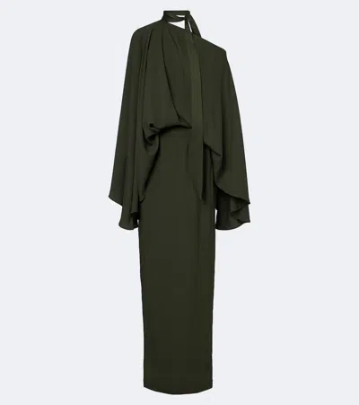 Taller Marmo Brooks Draped Scarf-detail Gown In Green