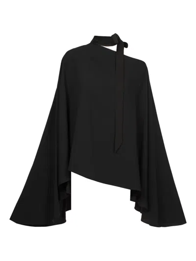 Taller Marmo Brooks One-shoulder Tie Blouse In Black
