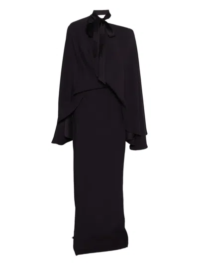 Taller Marmo Brooks Tie Neck Maxi Dress In Black