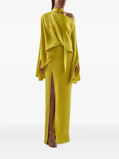 Taller Marmo Brooks Tie-neck Maxi Dress In Yellow