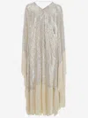 Taller Marmo Fringe-trim Sequinned Kaftan In Beige