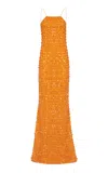 Taller Marmo Candice Sequined Maxi Dress In Orange