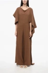 TALLER MARMO CAPE JUMPSUIT WITH DRAPED SLEEVES