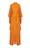 Taller Marmo Caracciolo Sequined Kaftan In Orange