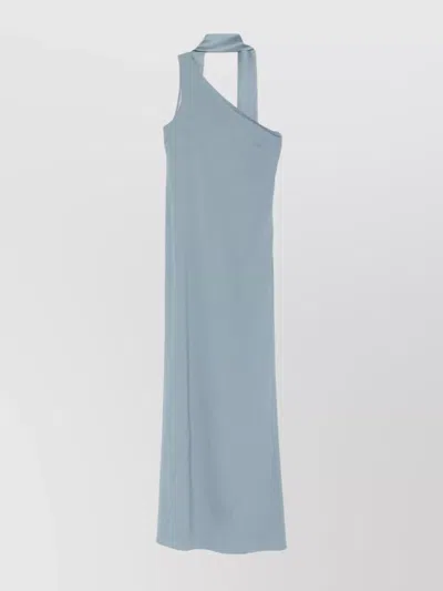Taller Marmo Caroline Long Dress Scarf Detailing In Blue