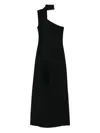 Taller Marmo Fringe Detail One-shoulder Maxi Dress In Black