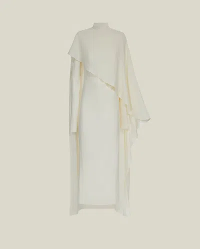 Taller Marmo Carrington Cape-panel Midi Dress In White