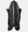 Taller Marmo Casta Feather-trimmed Kaftan In Metallic