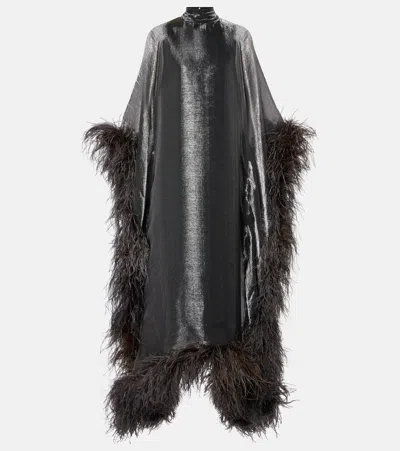Taller Marmo Casta Feather-trimmed Kaftan In Metallic
