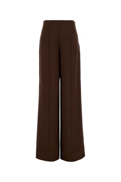 Taller Marmo Chocolate Crepe Wide-leg Marlene Pants In Brown