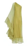 Taller Marmo Cicogna Ruffle Hem Maxi Dress In Gold