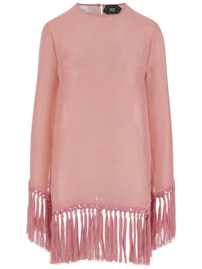 Taller Marmo Claudia Dress With Fringes In Pink