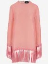 Taller Marmo Linen-blend Fringed Claudia Mini Dress In Pink