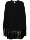 Taller Marmo Linen Short Dress Fringed Edge In Black
