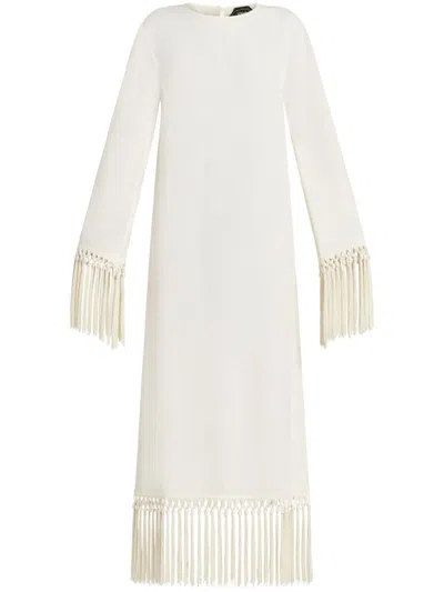 Taller Marmo New Mexico Fringed Open-knit Cotton Gown In Neutral