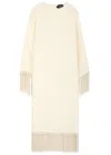 Taller Marmo Claudia Venti Fringed Cady Midi Dress In Ivory