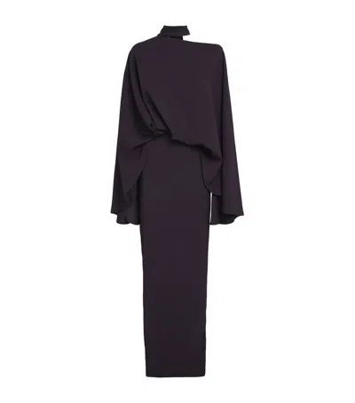 Taller Marmo Crepe Cady Brooks Maxi Dress In Purple