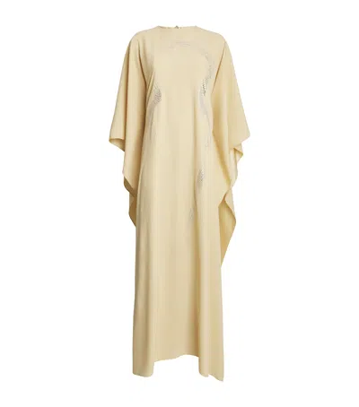 Taller Marmo Crepe Cady Caesers Kaftan Maxi Dress In Yellow