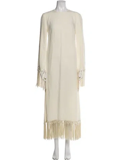 Pre-owned Taller Marmo Crew Neck Long Dress In Neutral