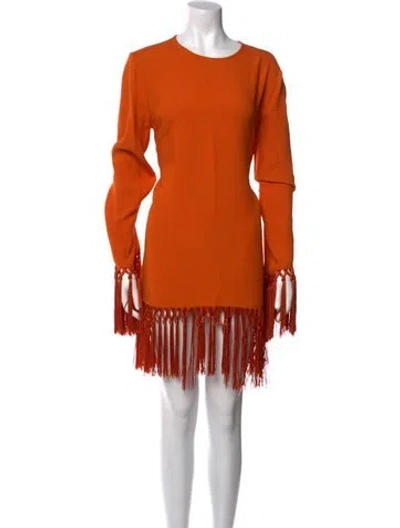 Pre-owned Taller Marmo Crew Neck Mini Dress In Orange