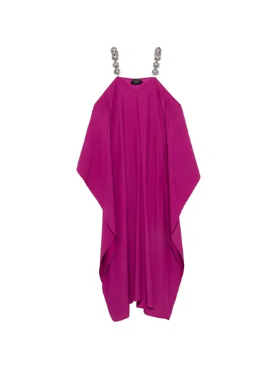 Taller Marmo Crystal-embellished Cold-shoulder Dress In Pink