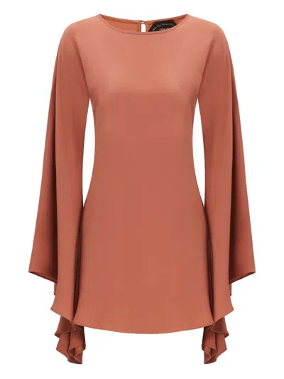 Taller Marmo Cut-out Bell-sleeve Mini Dress In Brown
