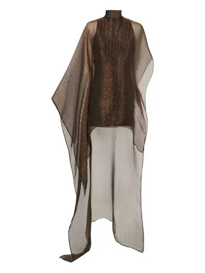 Taller Marmo Dallas High-neck Mini Kaftan In Brown