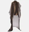 Taller Marmo Dallas Metallic Caped Organza Kaftan In Brown