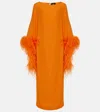 Taller Marmo Del Lago Feather-trimmed Midi Dress In Orange
