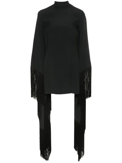 Taller Marmo Short Del Mar Fringed Mini Dress In Black