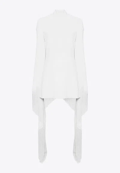 Taller Marmo Del Mar Mini Fringed Dress In White