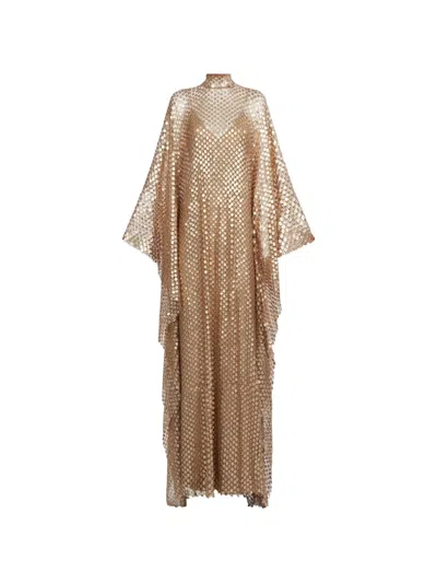 Taller Marmo Deserto Sequin-embellished Maxi Kaftan Dress In Gold