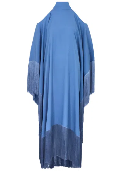 Taller Marmo Divina Fringe-trimmed Maxi Dress In Blue