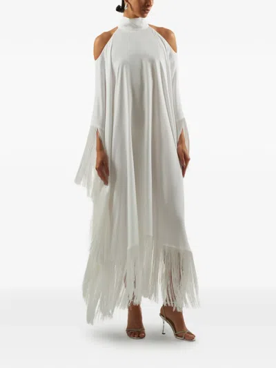 Taller Marmo Divina Fringe-trimmed Kaftan Dress In White