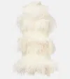 Taller Marmo Divine Feather-trimmed Chiffon Minidress In White