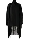 Taller Marmo Mrs Ross Fringed Scarf-neck Crepe Kaftan Dress In Black