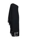 Taller Marmo One-shoulder Fringed Midi Dress In Black