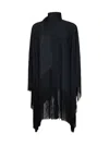 Taller Marmo Mrs Ross Fringed Scarf-neck Crepe Kaftan Dress In Black