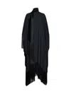 Taller Marmo Mrs Ross Belted Fringed Crepe Kaftan In Black