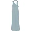Taller Marmo Caroline Long Dress Scarf Detailing In Blue