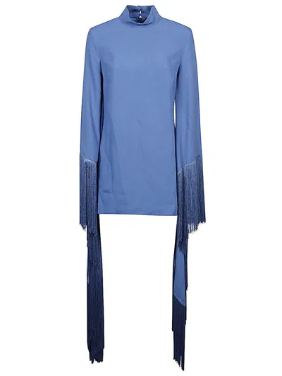 Taller Marmo Mini Del Mar Fringed Mini Dress In Blue