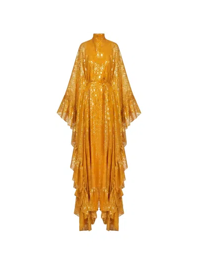 Taller Marmo Eccentrica Ruffled Maxi Dress In Orange