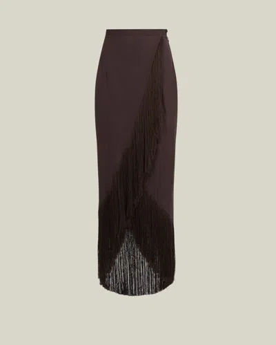 Taller Marmo El Pareo Linen Skirt In Chocolate