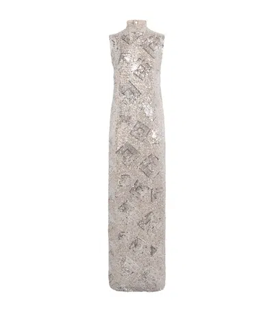 Taller Marmo Embellished Miami Maxi Dress In Silver