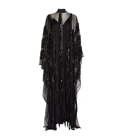 Taller Marmo Black Showgirl Sequin-embellished Maxi Dress