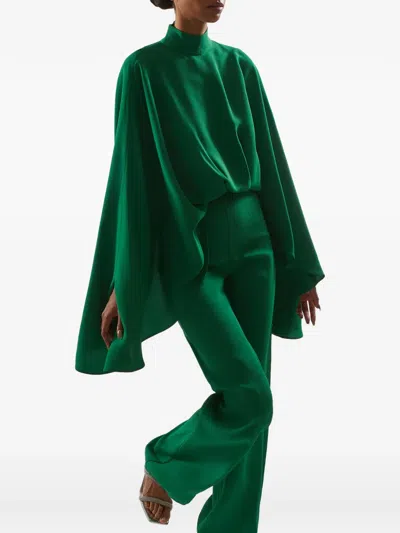 Taller Marmo Eolia Cape-sleeve Jumpsuit In Green