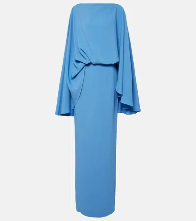 Taller Marmo Eolia Layered Crepe Gown In Blue