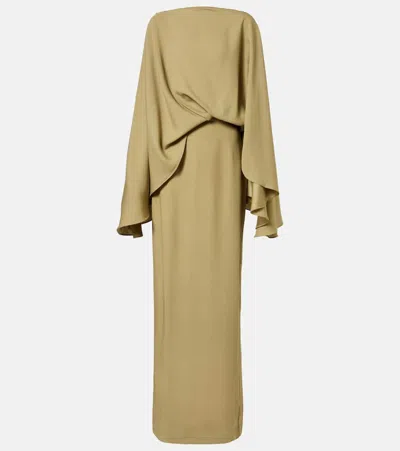 Taller Marmo Eolia Draped Crêpe Cady Gown In Green