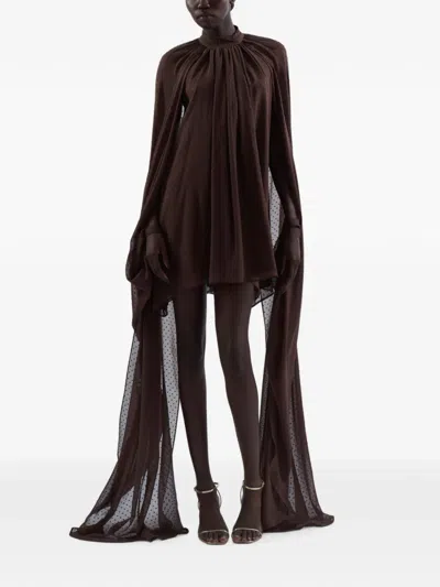 Taller Marmo Eterea Draped Mini Dress In Brown